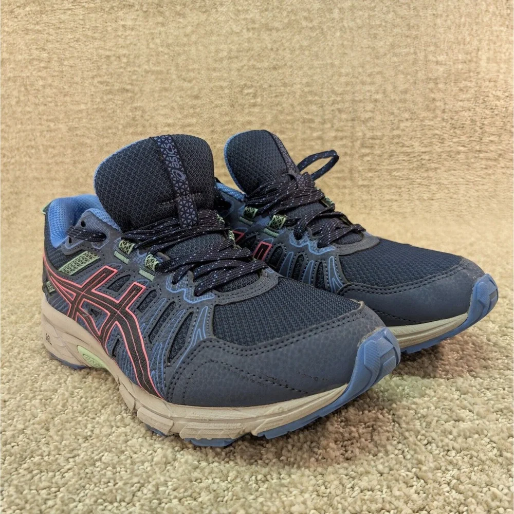 Asics Shoes Gel Venture 7 Womens Running Sneakers Blue Pink D12A476